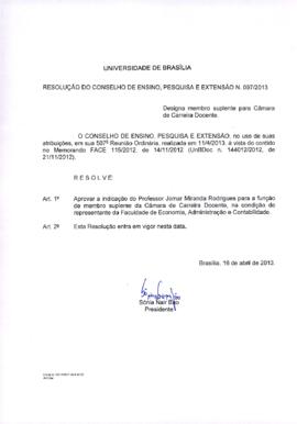 Resolução do Conselho de Ensino, Pesquisa e Extensão nº 0097/2013