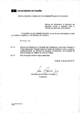Resolução do Conselho de Administração nº 0015/2016