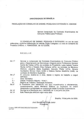 Resolução do Conselho de Ensino, Pesquisa e Extensão nº 0409/2009