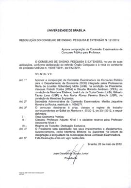 Resolução do Conselho de Ensino, Pesquisa e Extensão nº 0121/2012