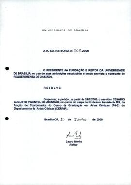 Ato da Reitoria nº 0502/2000
