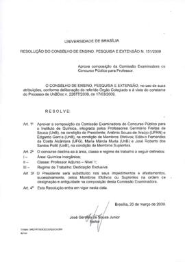 Resolução do Conselho de Ensino, Pesquisa e Extensão nº 0151/2009