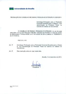 Resolução do Conselho de Ensino, Pesquisa e Extensão nº 0251/2014