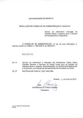 Resolução do Conselho de Administração nº 0024/2013