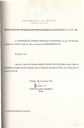 Resolução do Conselho de Ensino, Pesquisa e Extensão nº 0065/1996