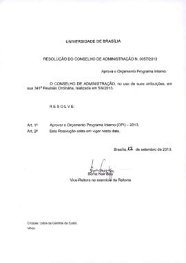 Resolução do Conselho de Administração nº 0057/2013