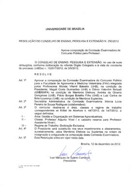 Resolução do Conselho de Ensino, Pesquisa e Extensão nº 0250/2012