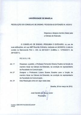 Resolução do Conselho de Ensino, Pesquisa e Extensão nº 0045/2012