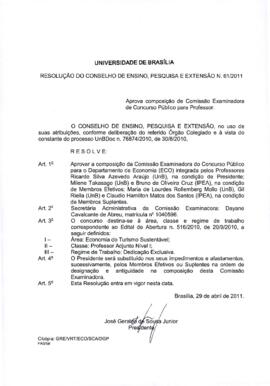 Resolução do Conselho de Ensino, Pesquisa e Extensão nº 0061/2011
