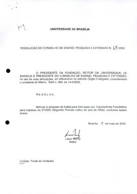 Resolução do Conselho de Ensino, Pesquisa e Extensão nº 0069/2005