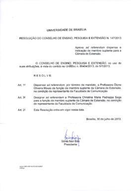 Resolução do Conselho de Ensino, Pesquisa e Extensão nº 0147/2013