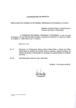 Resolução do Conselho de Ensino, Pesquisa e Extensão nº 0073/2013