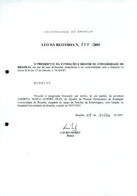 Ato da Reitoria nº 0858/2001