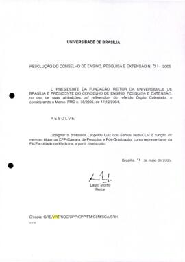 Resolução do Conselho de Ensino, Pesquisa e Extensão nº 0051/2005
