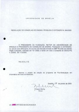 Resolução do Conselho de Ensino, Pesquisa e Extensão nº 0004/2003