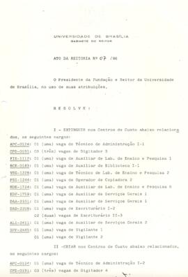 Ato da Reitoria nº 0007/1986