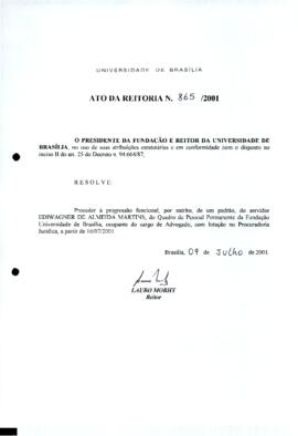 Ato da Reitoria nº 0865/2001