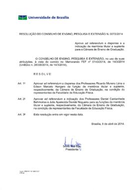 Resolução do Conselho de Ensino, Pesquisa e Extensão nº 0072/2014