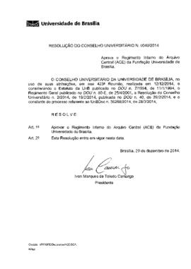 Resolução do Conselho Universitário nº 0040/2014