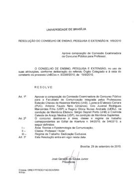 Resolução do Conselho de Ensino, Pesquisa e Extensão nº 0169/2010