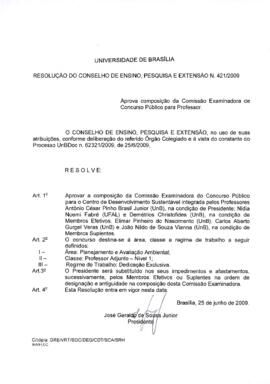 Resolução do Conselho de Ensino, Pesquisa e Extensão nº 0421/2009