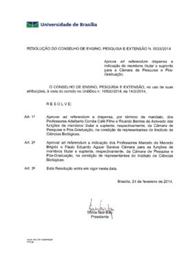 Resolução do Conselho de Ensino, Pesquisa e Extensão nº 0033/2014