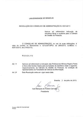 Resolução do Conselho de Administração nº 0031/2013