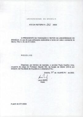 Ato da Reitoria nº 0252/2003