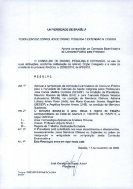 Resolução do Conselho de Ensino, Pesquisa e Extensão Nº 0210/2010