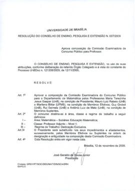 Resolução do Conselho de Ensino, Pesquisa e Extensão nº 0607/2009
