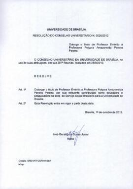 Resolução do Conselho Universitário nº 0026/2012