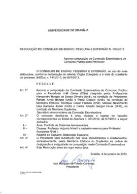 Resolução do Conselho de Ensino, Pesquisa e Extensão nº 0003/2013