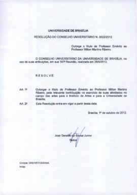Resolução do Conselho Universitário nº 0022/2012