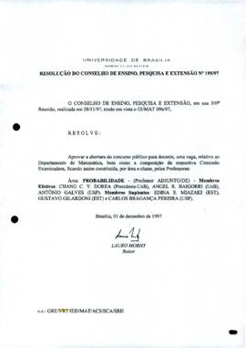 Resolução do Conselho de Ensino, Pesquisa e Extensão nº 0195/1997