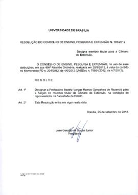 Resolução do Conselho de Ensino, Pesquisa e Extensão nº 0185/2012