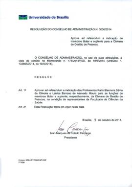 Resolução do Conselho de Administração nº 0036/2014