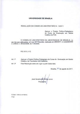 Resolução do Conselho Universitário nº 0012/2011