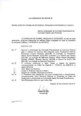 Resolução do Conselho de Ensino, Pesquisa e Extensão nº 0218/2013