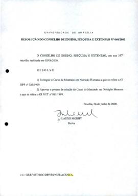 Resolução do Conselho de Ensino, Pesquisa e Extensão nº 0040/2000