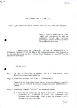 Resolução do Conselho de Ensino, Pesquisa e Extensão nº 0143/2002