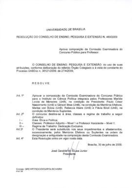 Resolução do Conselho de Ensino, Pesquisa e Extensão nº 0489/2009