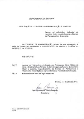 Resolução do Conselho de Administração nº 0036/2013