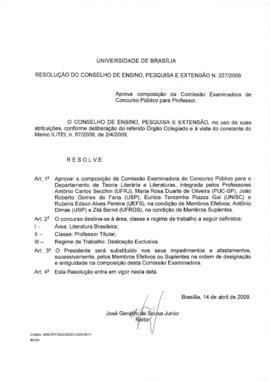 Resolução do Conselho de Ensino, Pesquisa e Extensão nº 0227/2009