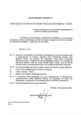 Resolução do Conselho de Ensino, Pesquisa e Extensão nº 0101/2009