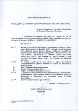 Resolução do Conselho de Ensino, Pesquisa e Extensão nº 0043/2012