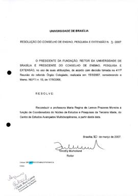 Resolução do Conselho de Ensino, Pesquisa e Extensão nº 0003/2007