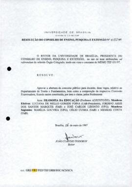 Resolução do Conselho de Ensino, Pesquisa e Extensão nº 0050/1997