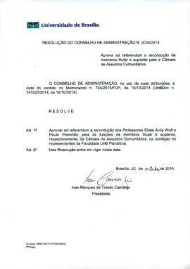 Resolução do Conselho de Administração nº 0038/2014