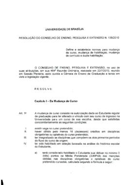 Resolução do Conselho de Ensino, Pesquisa e Extensão nº 0138/2010