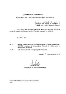 Resolução do Conselho Universitário nº 0005/2013